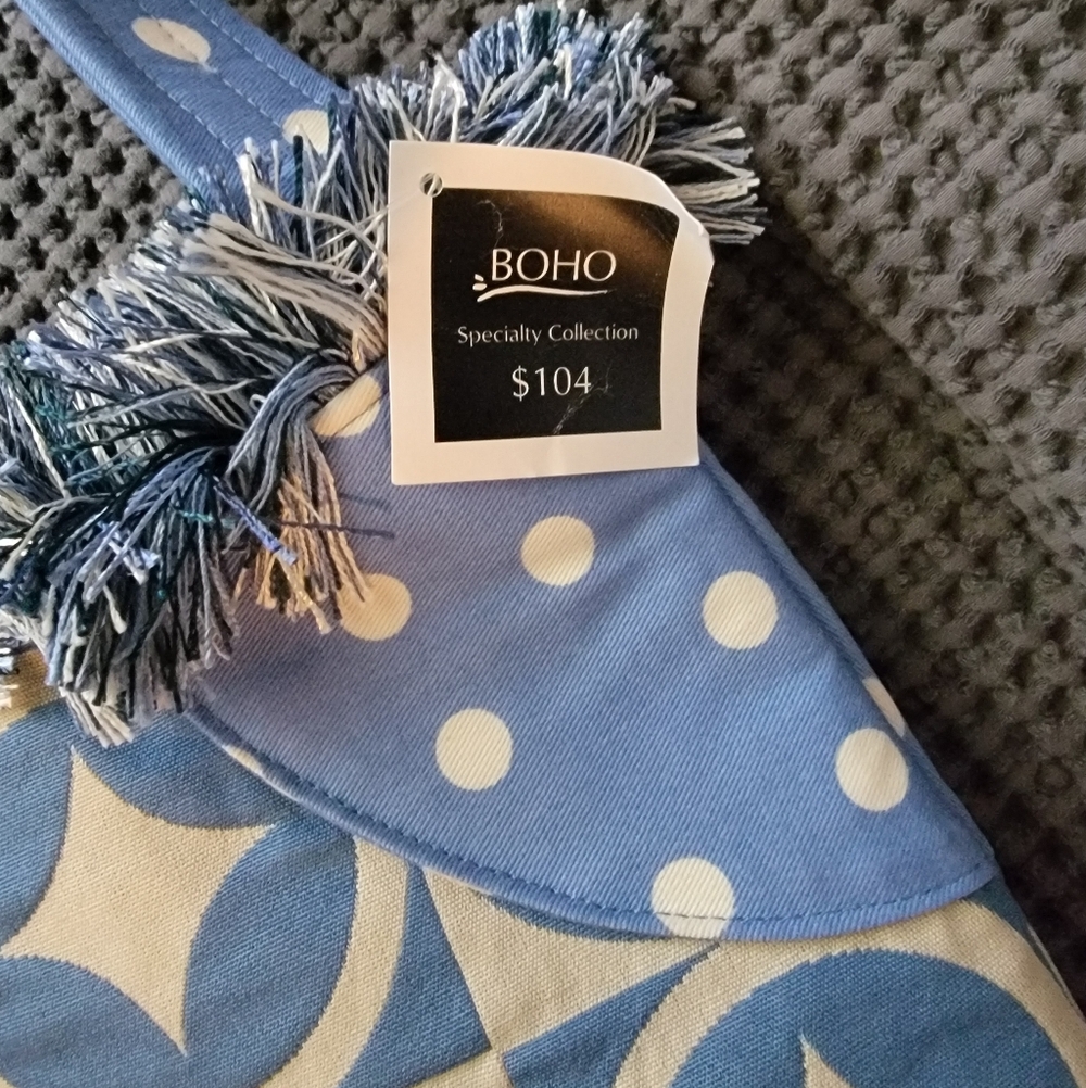 Blue & Cream Geometric Shoulder Bag - Picture 2 of 4
